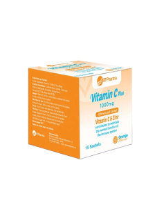 BT Pharma Vitamin C Plus 1000mg Vitamin C & Zinc Orange Flavor 15 Sachets