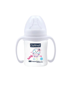 Optimal Wide Neck Feeding Baby Bottle With Handle For Newborns 180ml