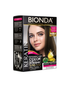 Bionda Permanent Hair Color 4.3 Golden Brown Double Pack 50ml Bottles