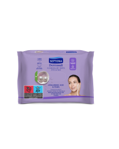 Septona Dermasoft Hyaluronic Acid & Pearl Cleansing Wet Wipes Face & Eyes 20 wipes