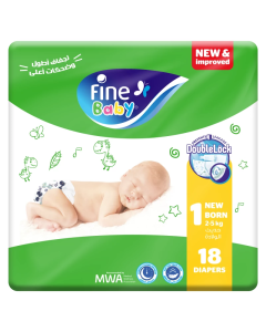 Fine Baby Diapers New Born Size 1 (2-5 KG) 18 Diapers