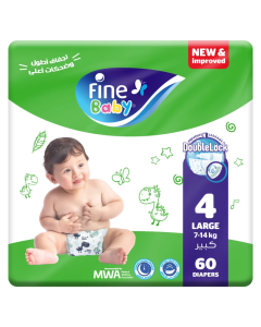 Fine Baby Diapers Size 4 (7-14 KG) Mega 60 Diapers