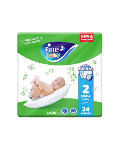 Fine Baby Diapers Size 2 (3-6 KG) Small 34 Diapers