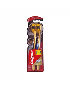 كولجيت فرشاة أسنان ناعمة 360 درجة بالفحم الذهبي (1+1)