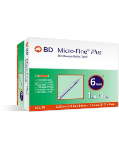 BD Micro-Fine Plus Insulin Syringe 1ml 31G 6mm 100 Pieces