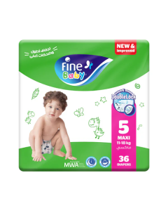 Fine Baby Diapers Size 5 (11-18 Kg) Jumbo Pack 36 Diapers
