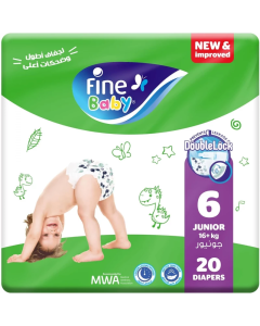 Fine Baby Double Lock Diapers 6 Junior 20 Diapers x 8