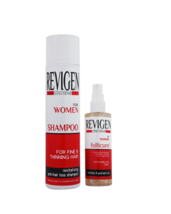Revigen Anti-Hair Loss Shampoo 250ml + Follicure Hair Tonic Spray 100ml Women Package
