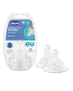 Chicco Physio Teat Anti-Colic 6M+ Silicone Nipple Food Flow 2 Pcs