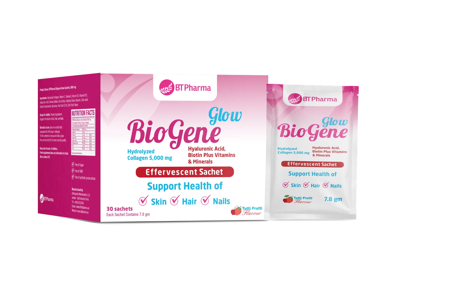 BT Pharma BioGene Glow Tutti Frutti Flavor 5000mg 30 Sachets
