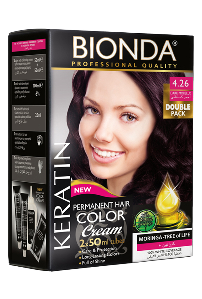 بيوندا صبغة شعر دائمة 4.26 موريلا داكنة عبوتان 50 مل
