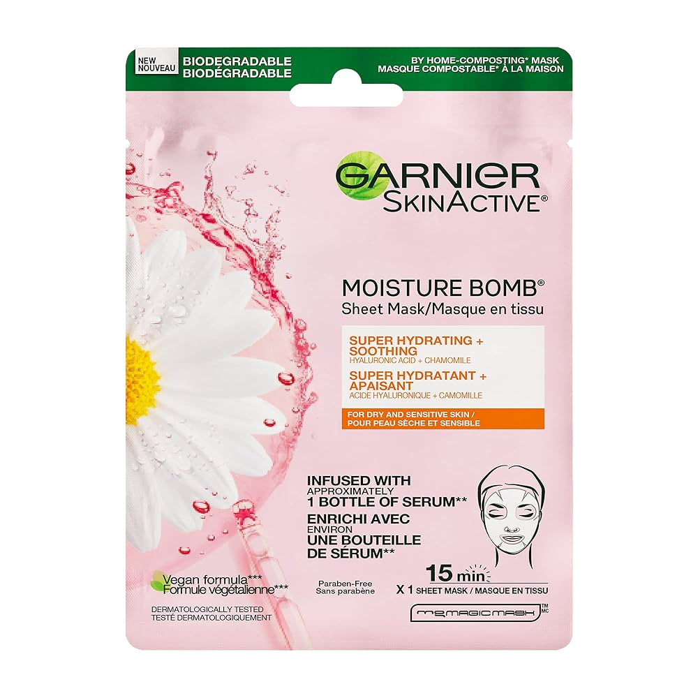 Garnier Hydra Mask For Sensitive Skin With Chamomile Extract And Hyaluronic Acid