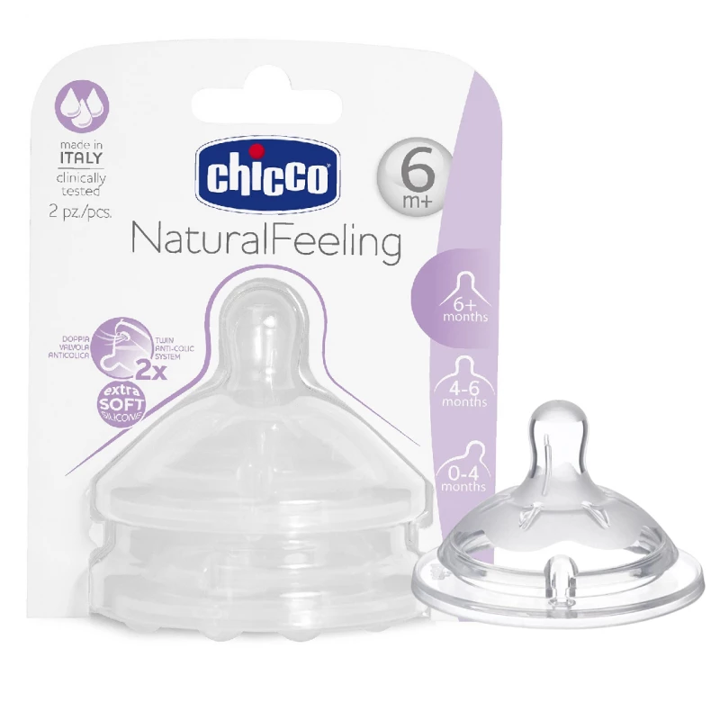 Chicco Natural Feeling Teat 6M+ Fast Flow 2 Pieces