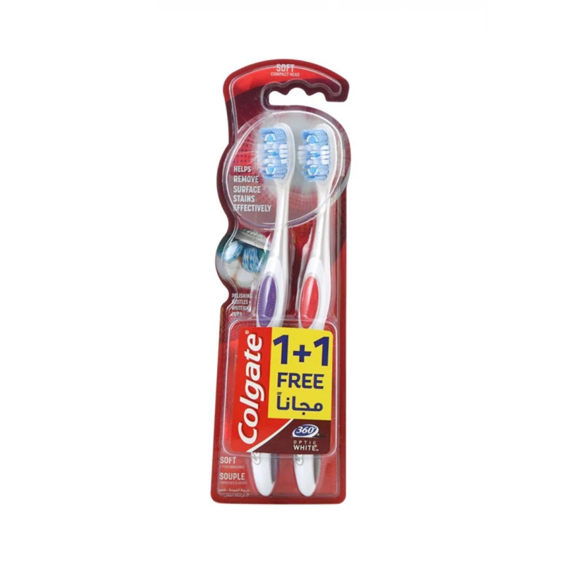 Colgate 360 Optic White Soft Toothbrush Double Pack