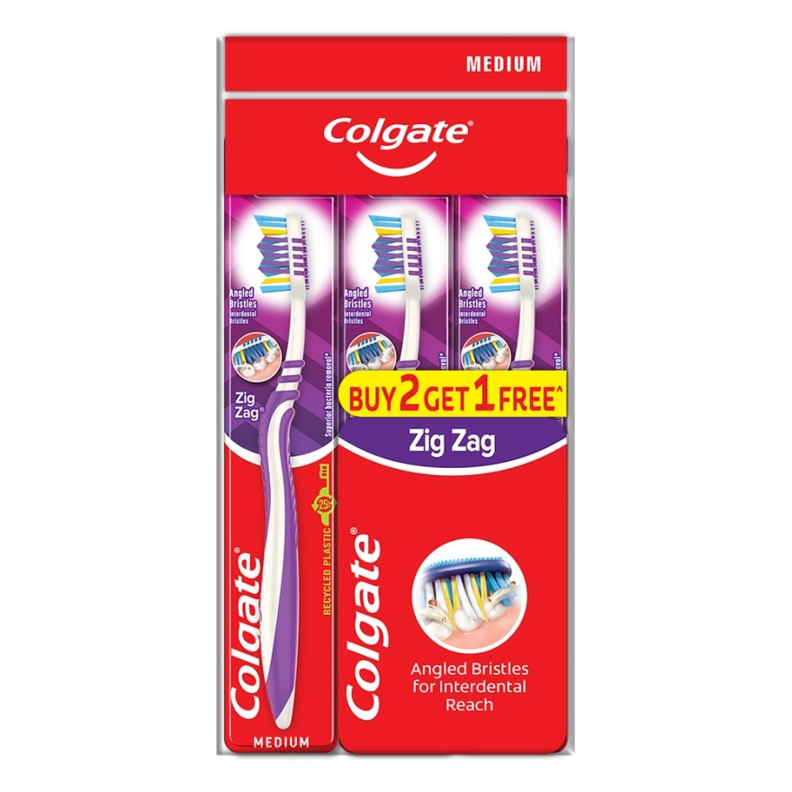 Colgate Zig Zag Medium Toothbrush 2+1 Pack